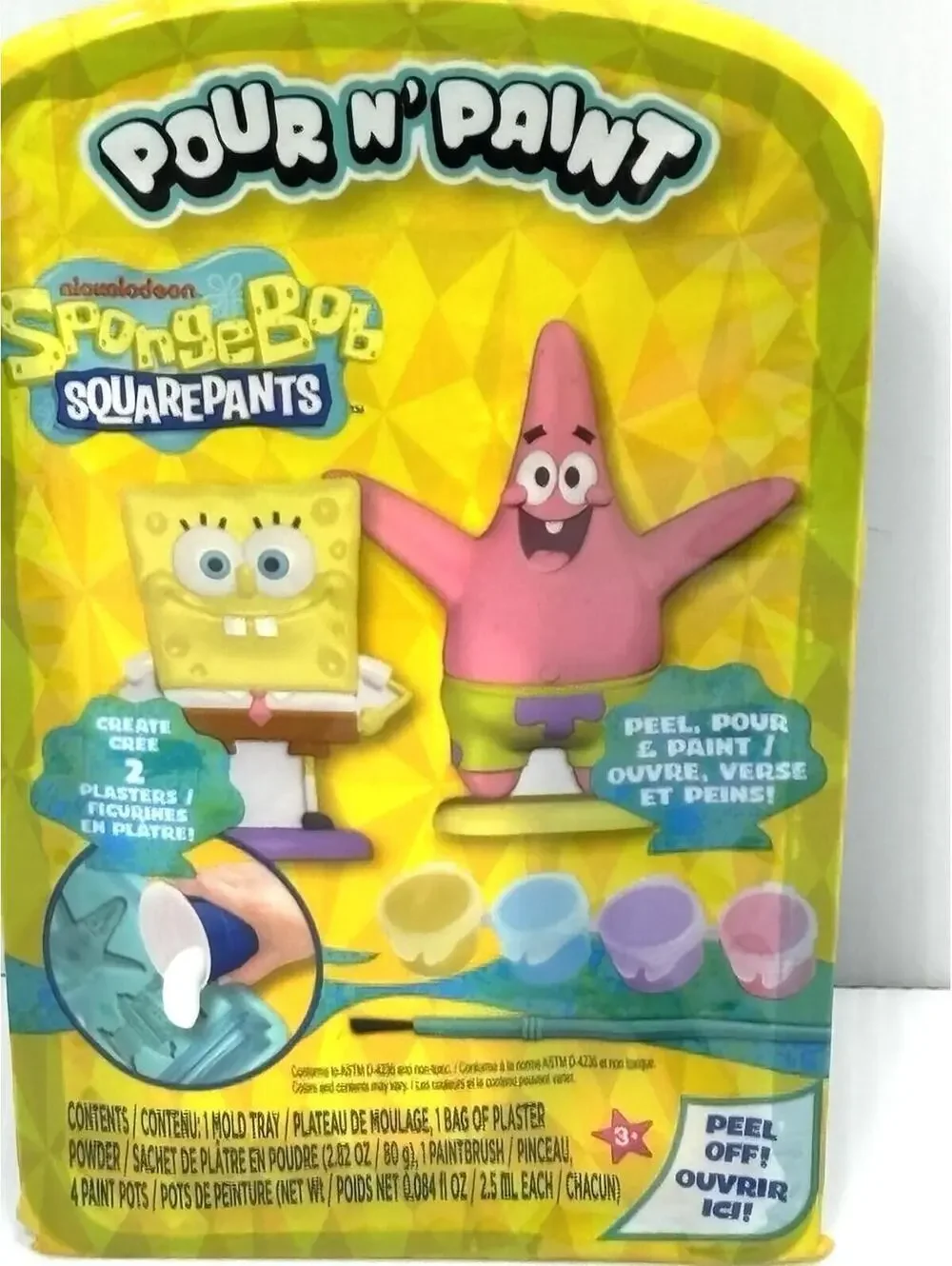 SpongeBob Pour N Paint Plaster Kit Mold Tray Paint Set Craft Activity Kids Play